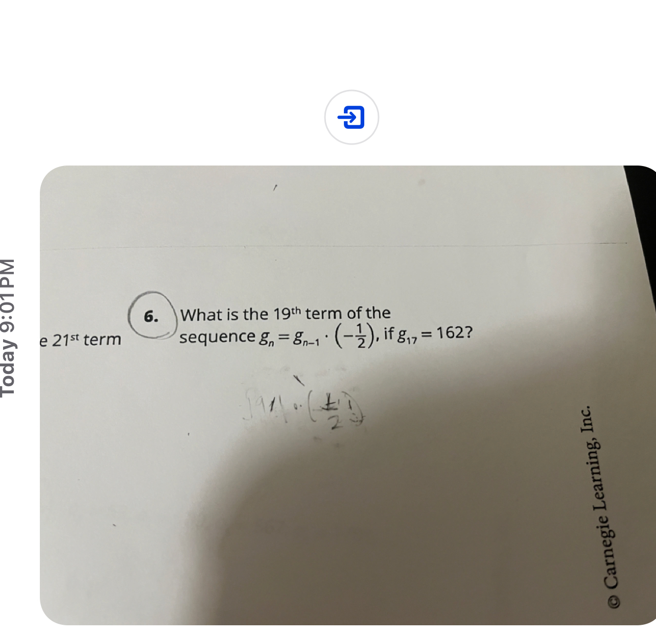 Solved What is the 19th ﻿term of thee 21st ﻿termsequence | Chegg.com