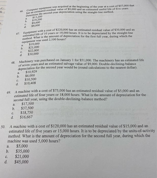 Solved 16 Computer equipment was acquired at the the