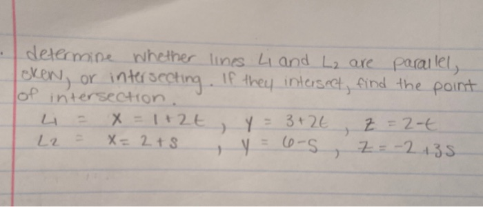 Solved . determine whether lines Li and L₂ are parallel, | Chegg.com