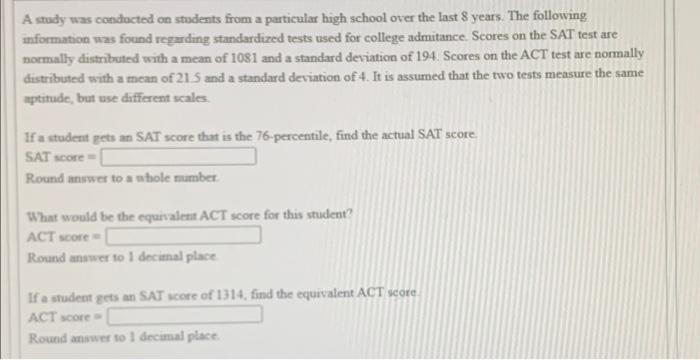 Solved A study was conducted on students from a particular | Chegg.com