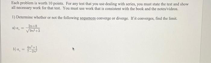 Solved Each problem is worth 10 points. For any test that | Chegg.com