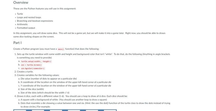 Solved Overview These are the Python features you will use | Chegg.com