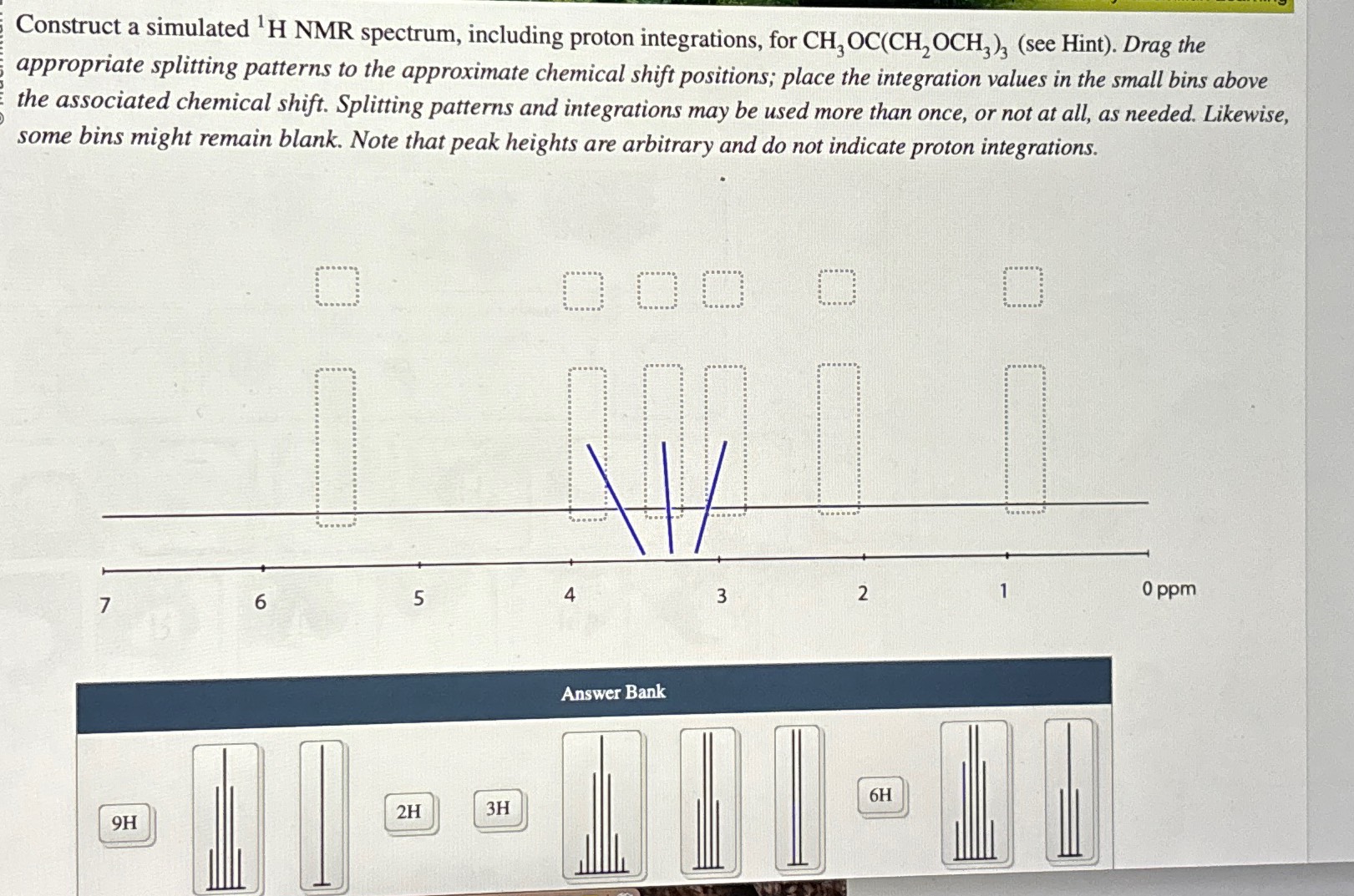 Construct a simulated proton-decoupled 13c nmr
