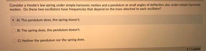 Solved Consider a Hooke's law spring under simple harmonic | Chegg.com