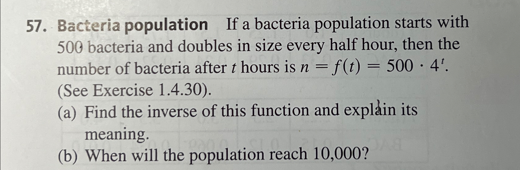 Solved Bacteria population If a bacteria population starts | Chegg.com