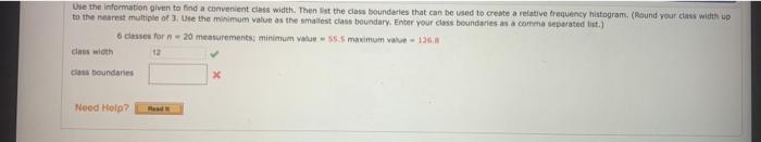 Solved Use the information given to find a convenient class | Chegg.com