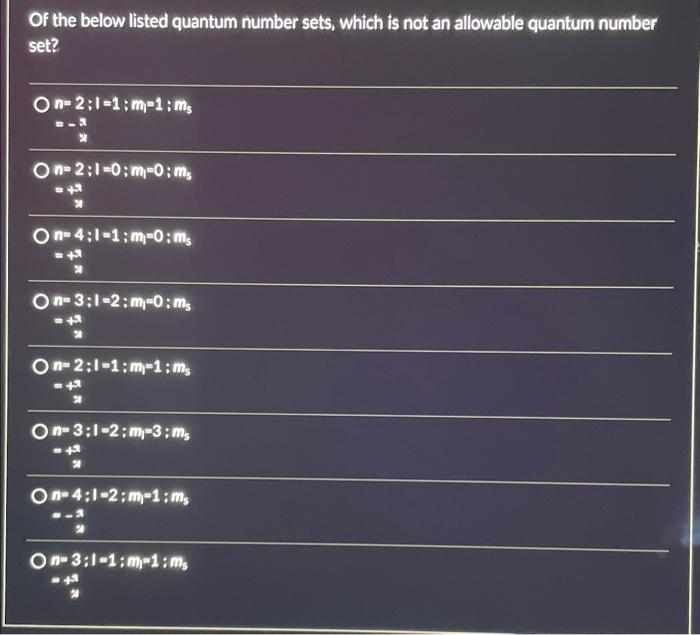 quantum number set example