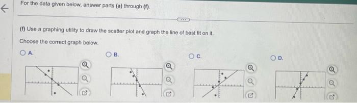 Solved For the data given below, answer parts (a) through | Chegg.com