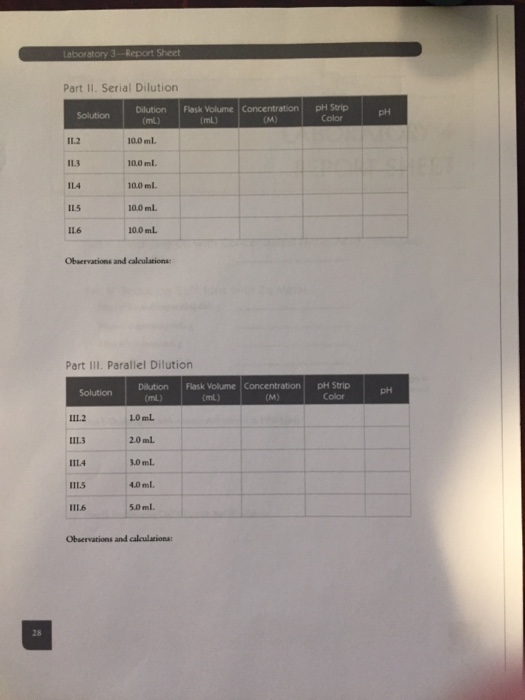 Laboratory 3. Report Sheet Part II. Serial Dilution