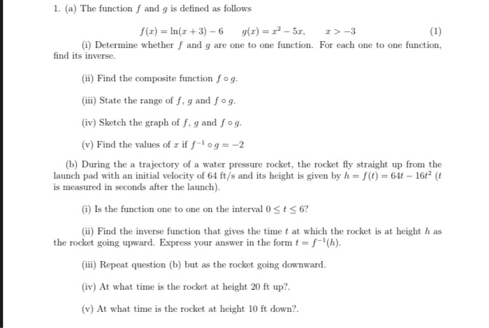 Solved 1 A The Function F And G Is Defined As Follows Chegg Com