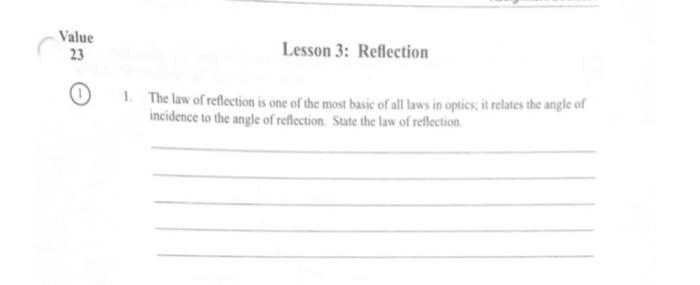 Solved Value 23 Lesson 3: Reflection 1. The Law Of | Chegg.com