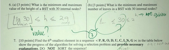 Solved 6. (a) [3 points) What is the minimum and maximum | Chegg.com