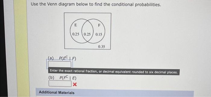 Solved Use The Venn Diagram Below To Find The Conditional | Chegg.com