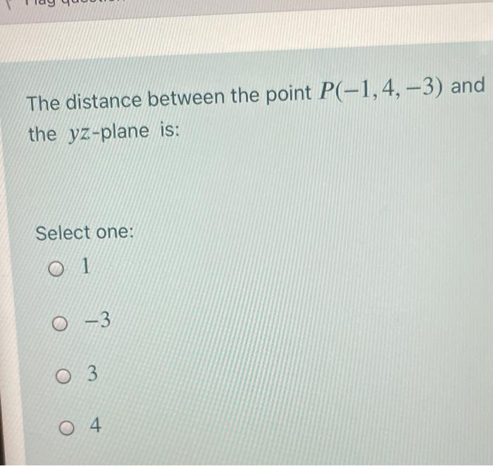 Solved The Distance Between The Point P(-1,4,-3) And The | Chegg.com