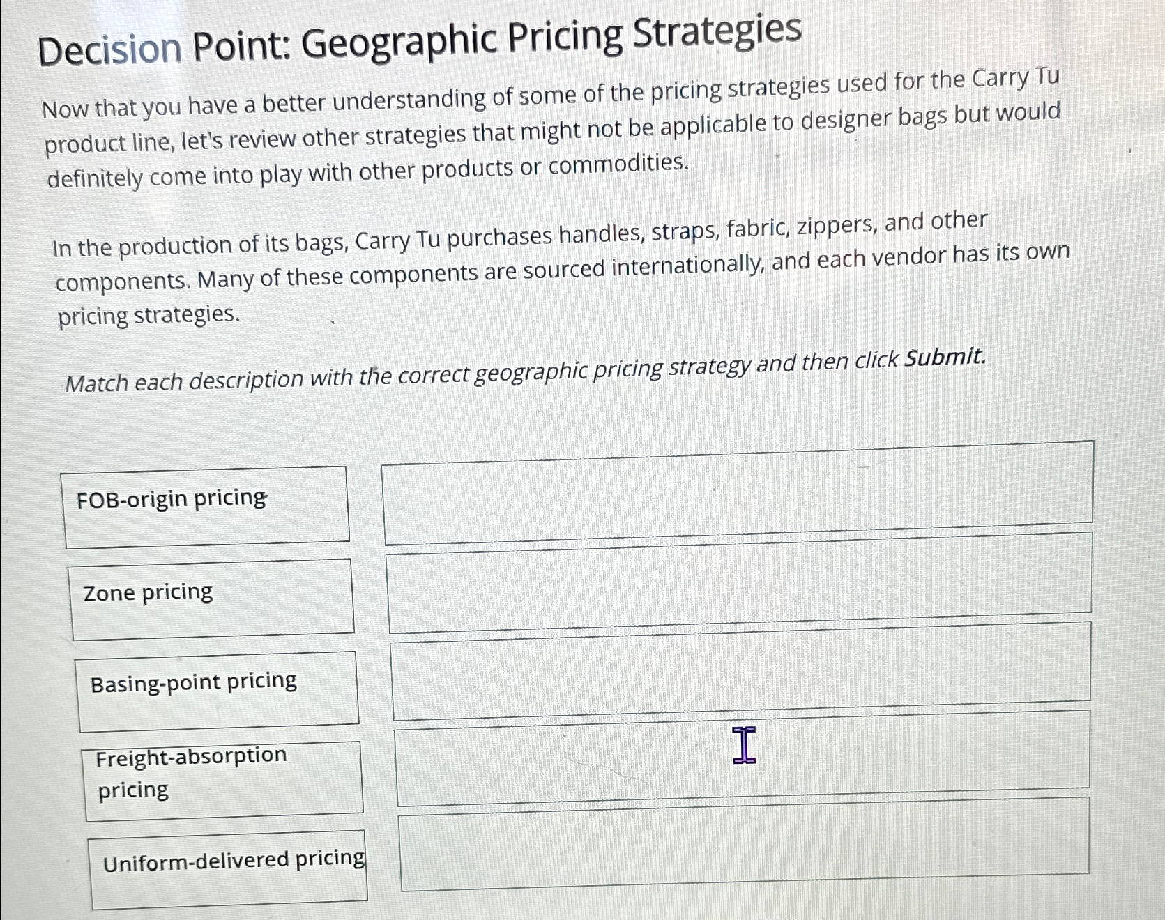 Solved Decision Point: Geographic Pricing StrategiesNow that | Chegg.com