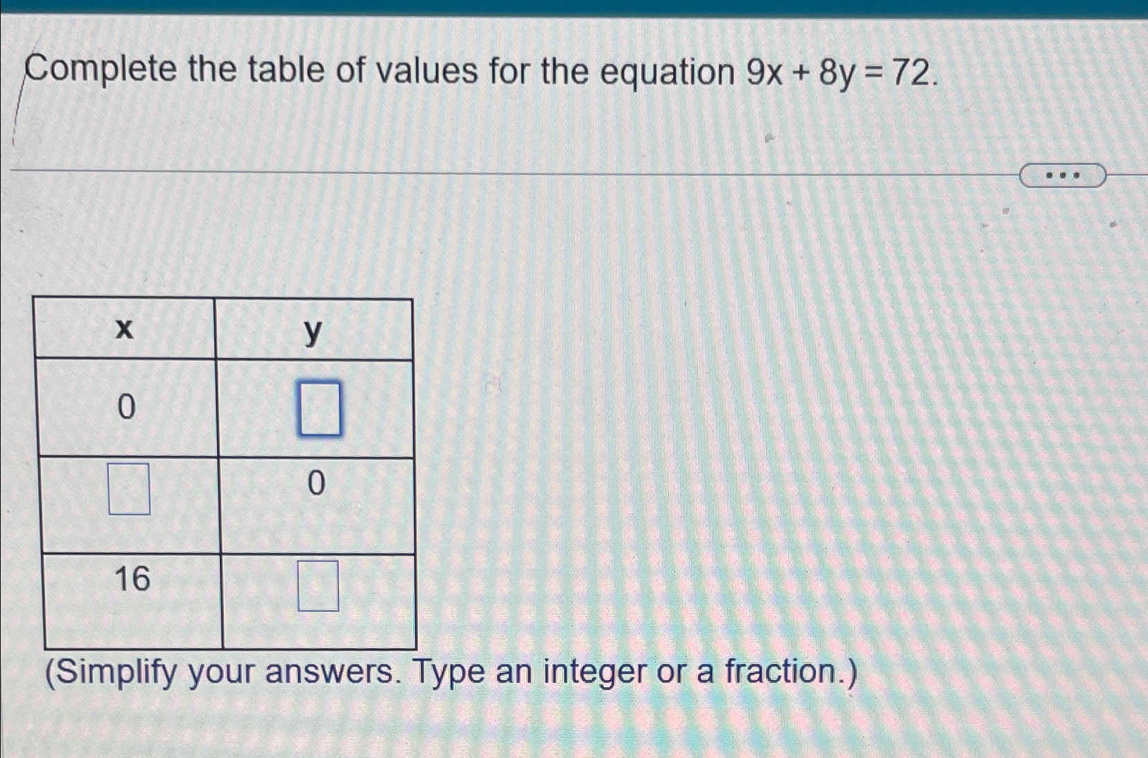 Solved Complete the table of values for the equation | Chegg.com
