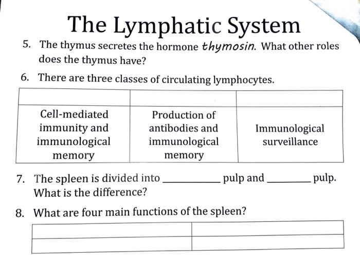Solved The Lymphatic System 5. The thymus secretes the