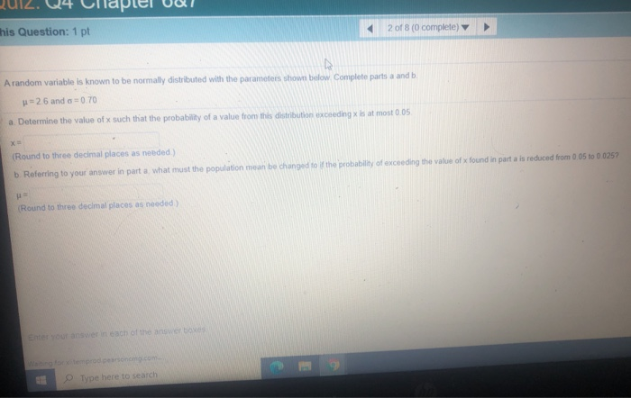 Solved his Question: 1 pt 2 of 8 (0 complete) A random | Chegg.com