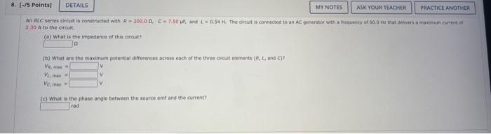 Solved 2.30 A to the circuit, (o) What is the impedance of | Chegg.com