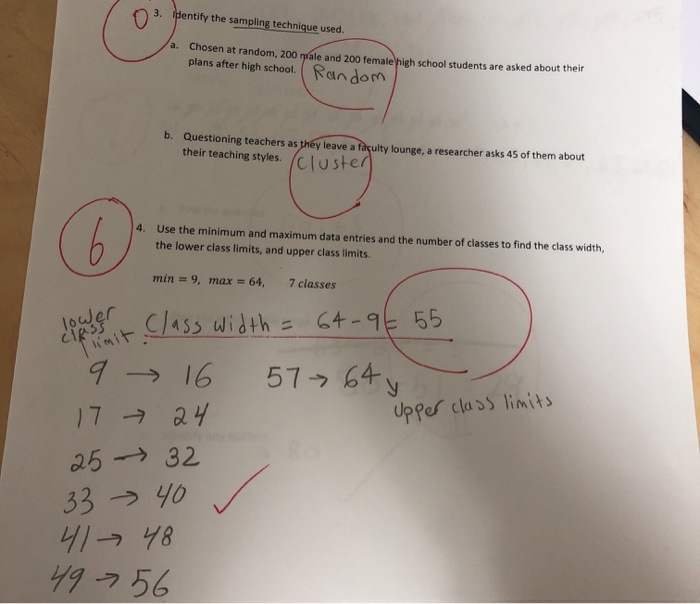 Solved 3. identify the sampling technique used. a. Chosen at | Chegg.com