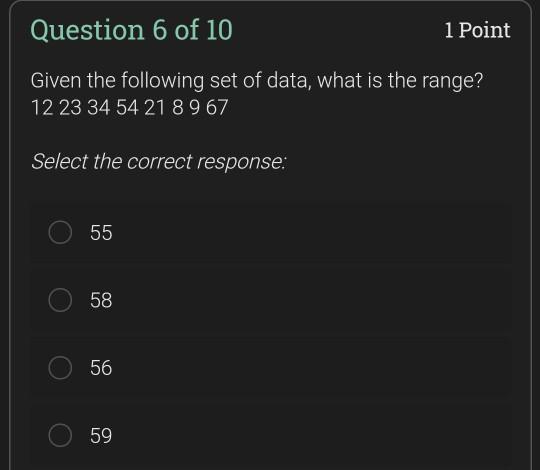 Solved Question 1 of 10 1 Point Given the following set of | Chegg.com