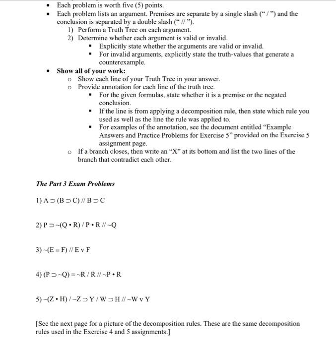 - Each problem is worth five (5) points. - Each | Chegg.com