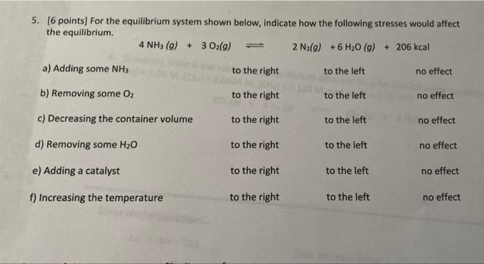 Solved 5. [6 points) For the equilibrium system shown below, | Chegg.com