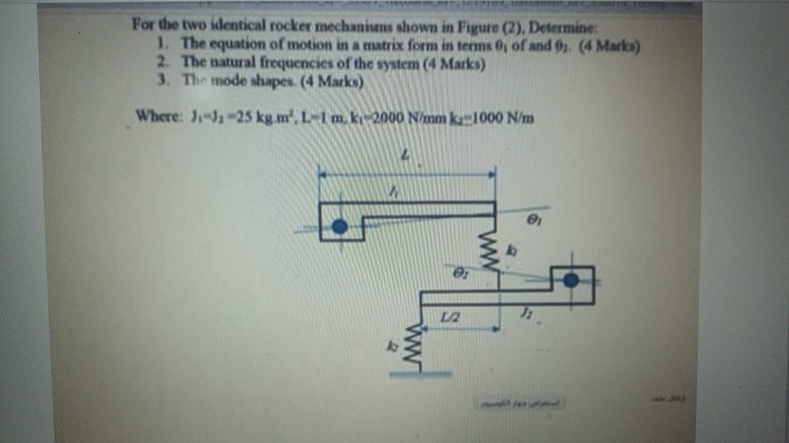 Solved For the two identical rocker mechaniums shown in | Chegg.com