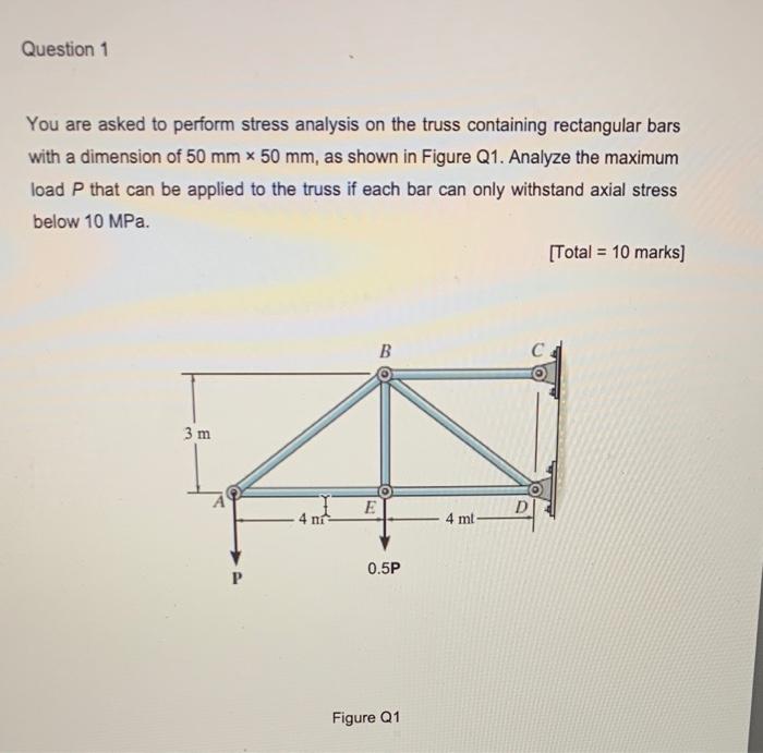 Solved Question 1 You are asked to perform stress analysis | Chegg.com