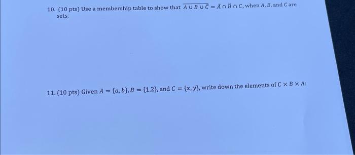 Solved 10. (10 pts) Use a membership table to show that | Chegg.com
