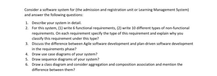 Solved Consider a software system for (the admission and | Chegg.com