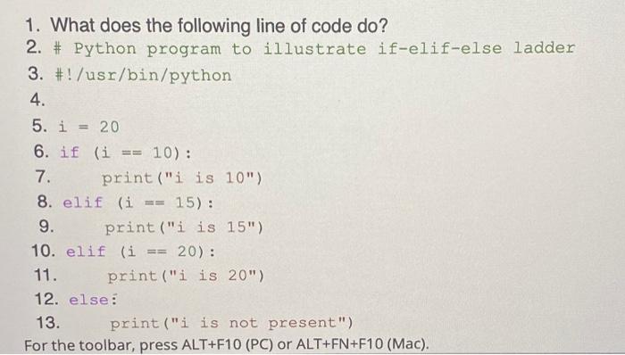 Solved 1. What does the following line of code do? 2. \# | Chegg.com
