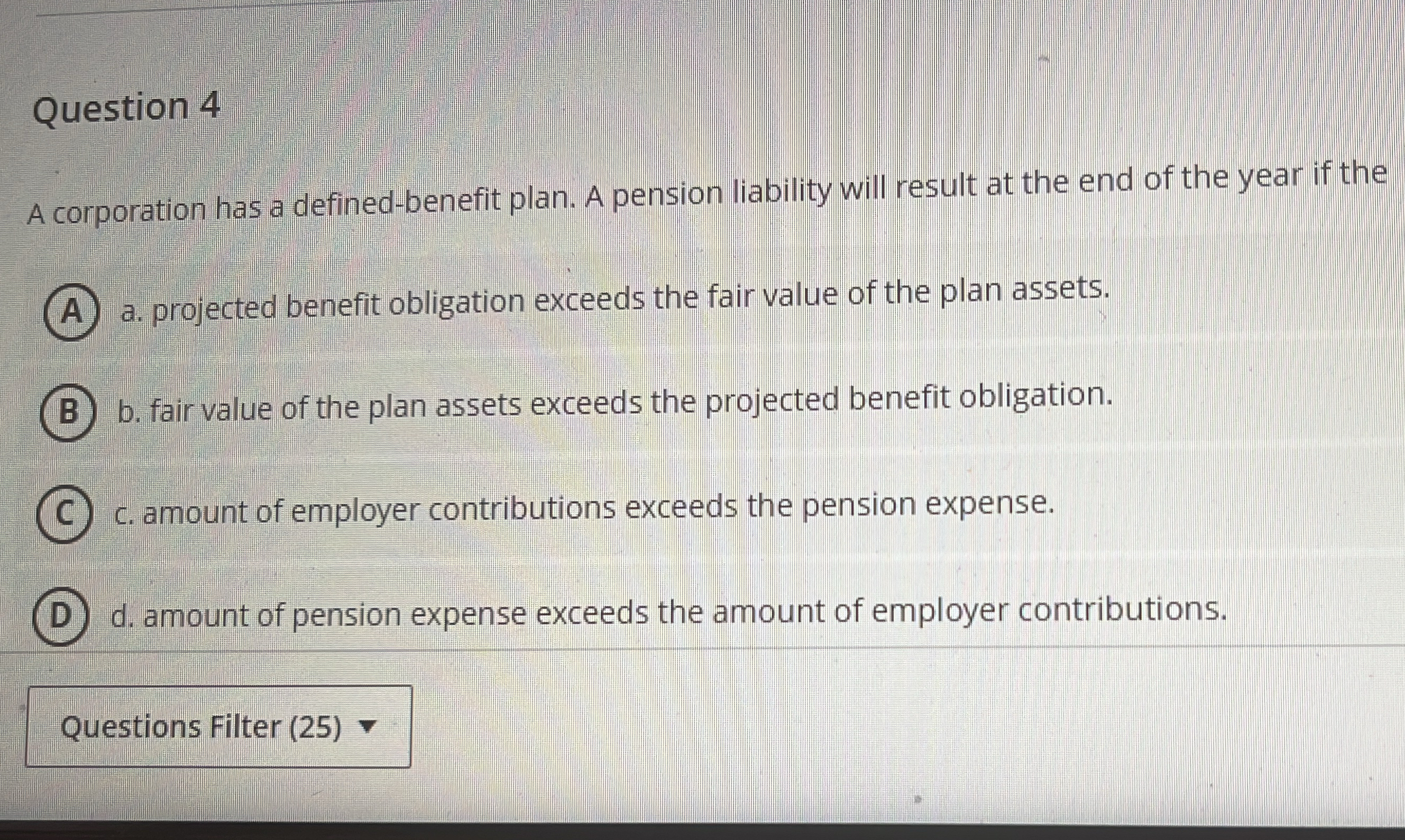Solved Question 4A corporation has a defined-benefit plan. A | Chegg.com