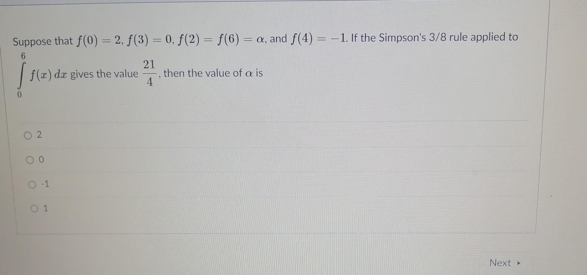 Solved Suppose That F(0) = 2, F(3) = 0, $(2) = F(6) A, And 