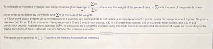 Solved To calculato a weighted average, use the formula | Chegg.com