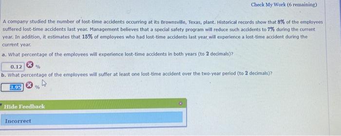 Solved A Company Studied The Number Of Lost-time Accidents | Chegg.com