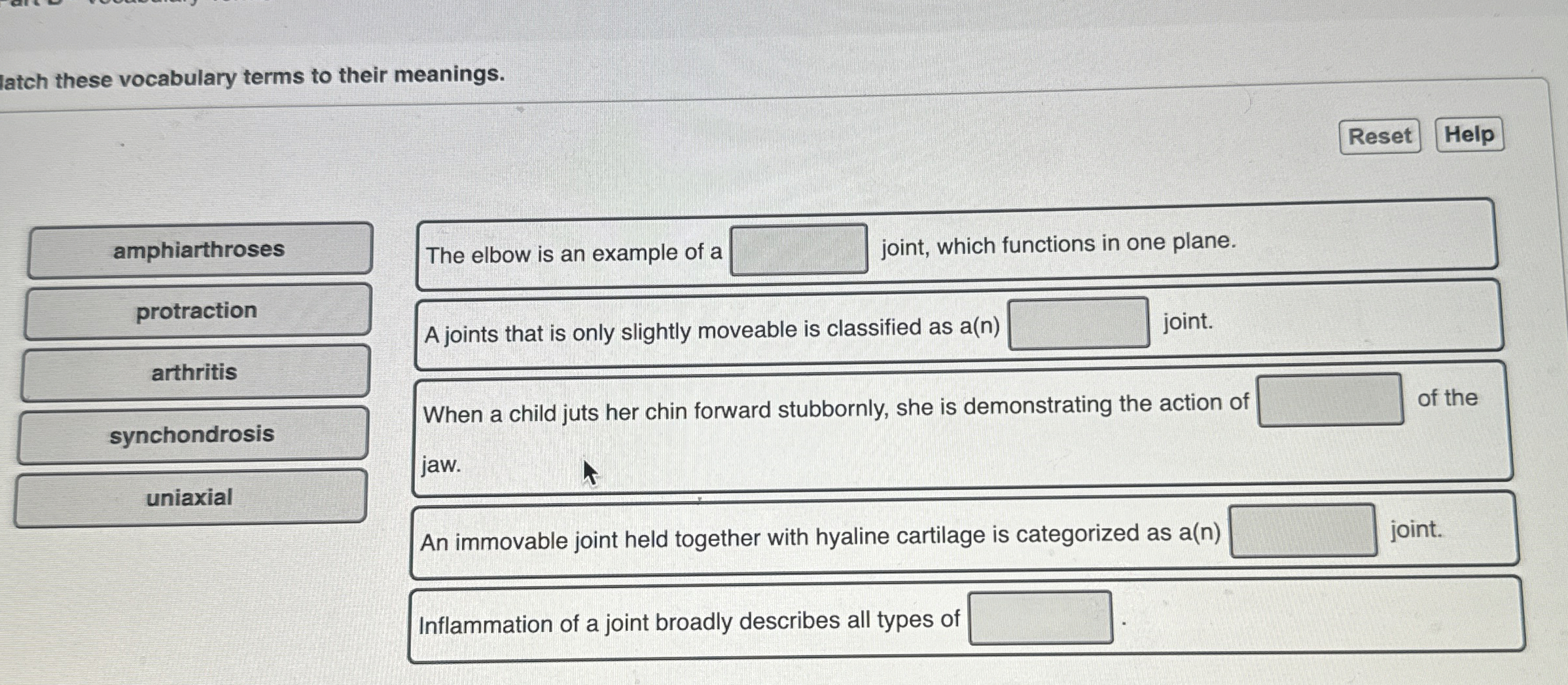 Solved latch these vocabulary terms to their