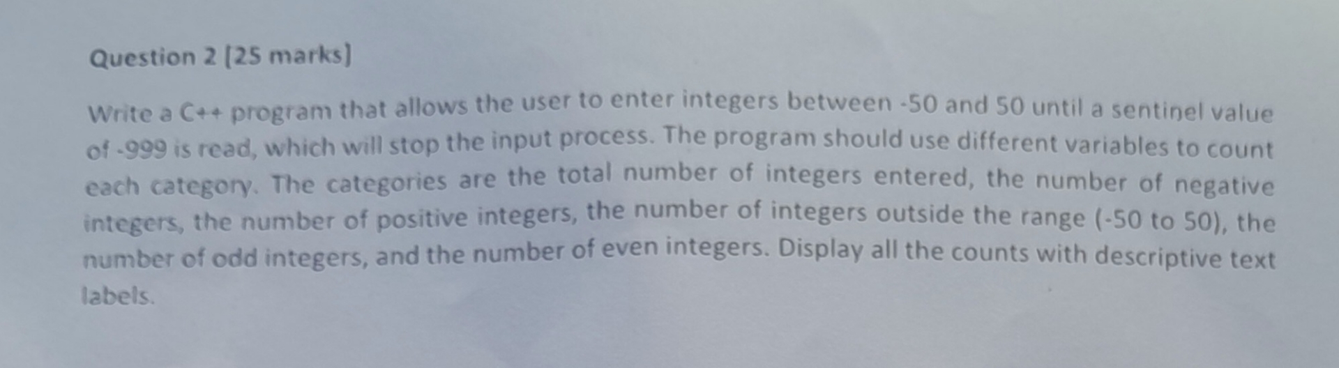 Solved Question 2 [25 ﻿marks]Write a program that allows | Chegg.com