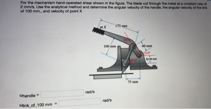 Solved For the mechanism hand-operated shear shown in the | Chegg.com