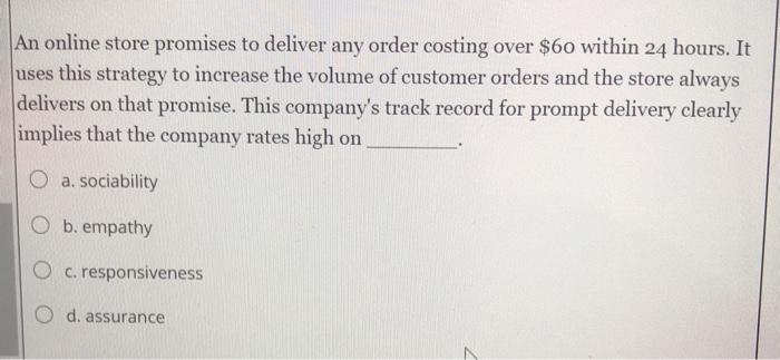 Solved An online store promises to deliver any order costing | Chegg.com