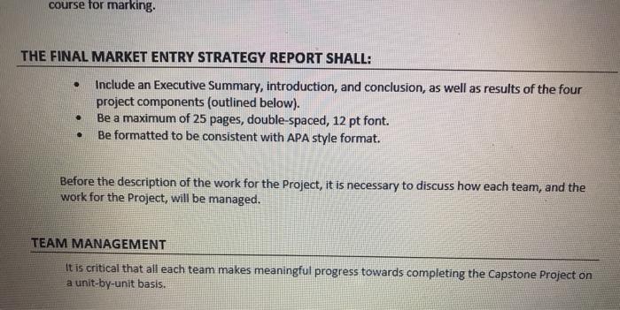 Solved CAPSTONE PROJECT INFORMATION PAGE BUSI 2043 | Chegg.com