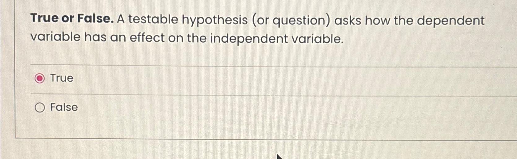 an hypothesis must be testable true or false