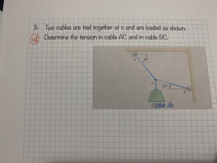 Solved 3. Two Cables Are Tied Together At C And Are Loaded | Chegg.com