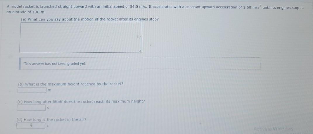 Solved A model rocket is launched straight upward with an | Chegg.com
