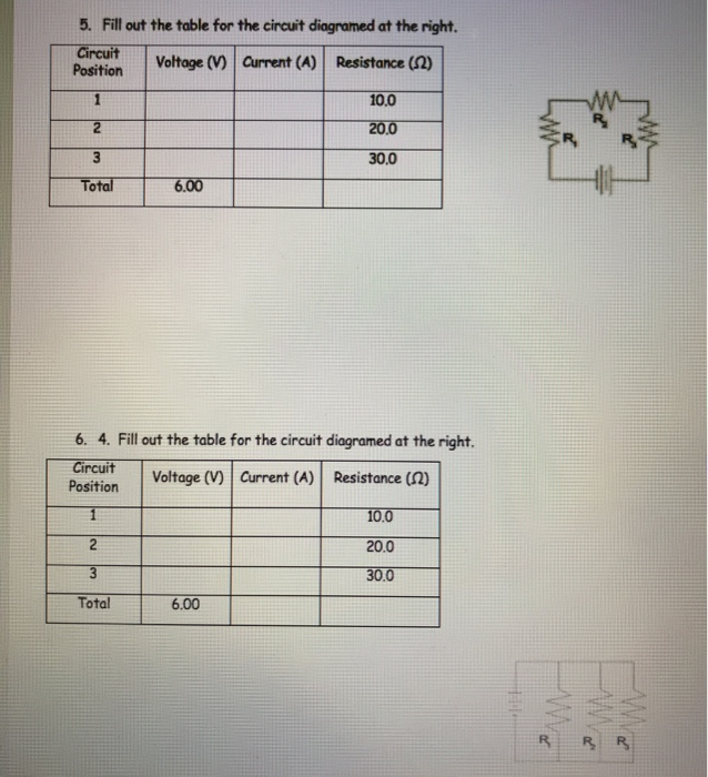 Circuit Math Table Solved 5. Fill out the table for the circuit diagramed at | Chegg.com