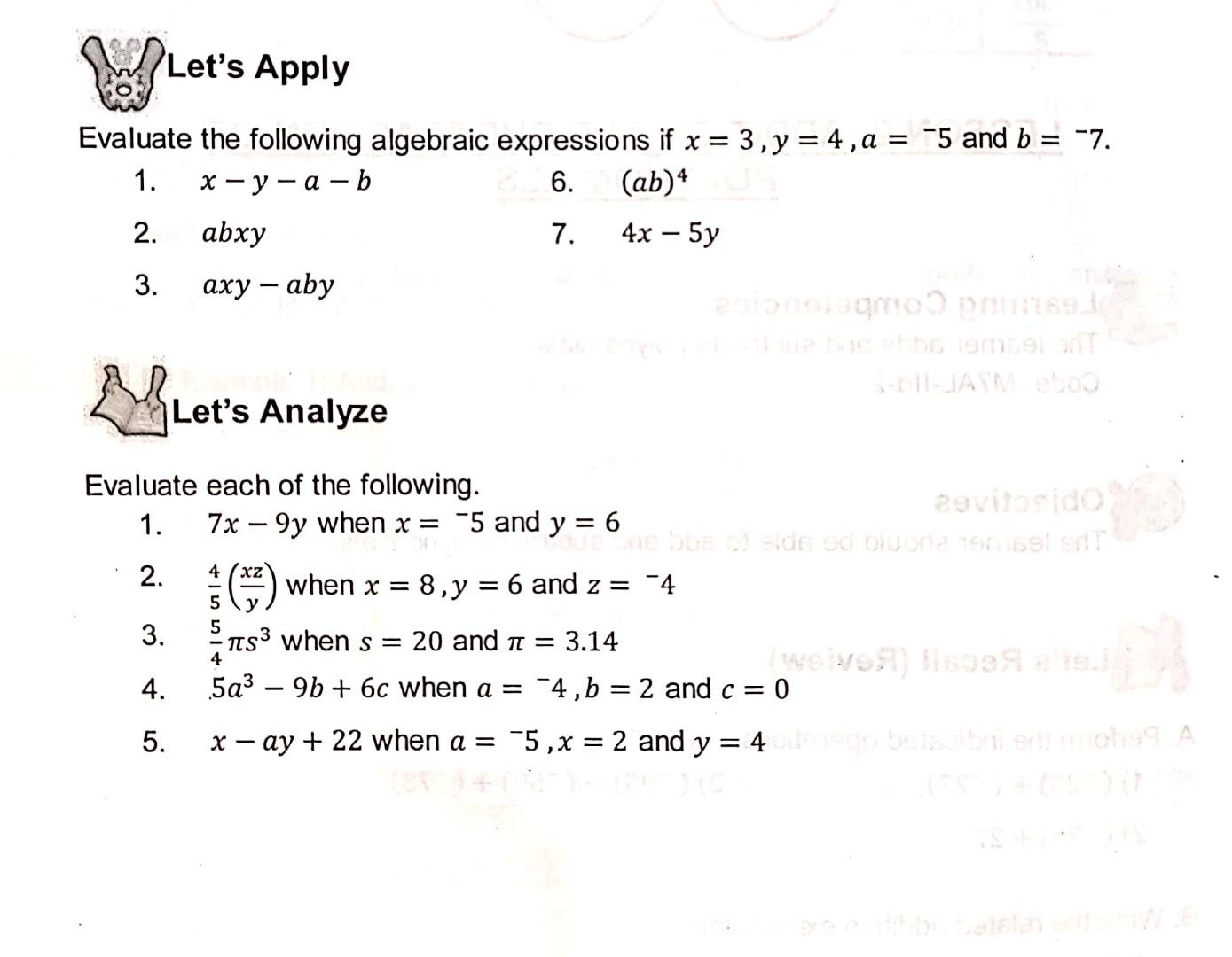 Solved Let's Apply Evaluate The Following Algebraic | Chegg.com