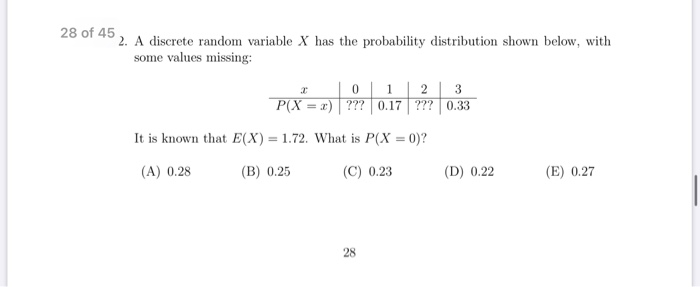 Solved 2. A discrete random variable X has the probability | Chegg.com