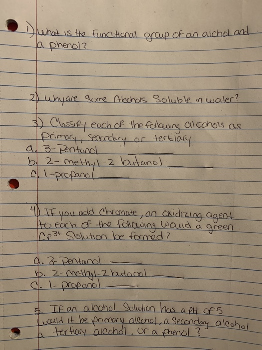 Solved What is the a phenol? functional group of an alchol