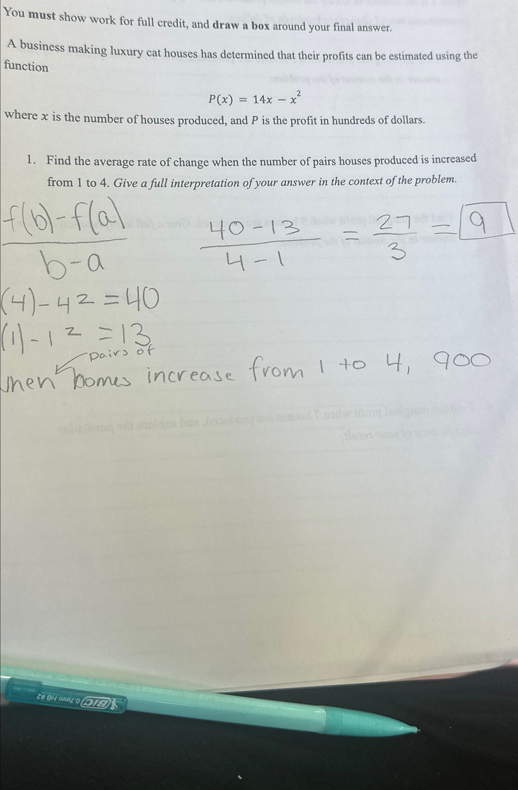 Solved You must show work for full credit, and draw a box | Chegg.com