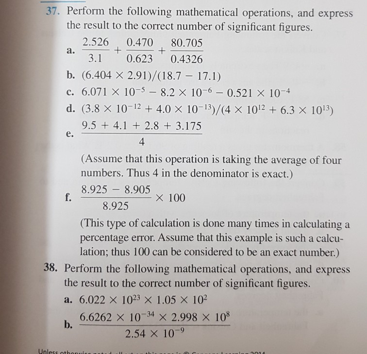 Solved a. e. 37. Perform the following mathematical | Chegg.com